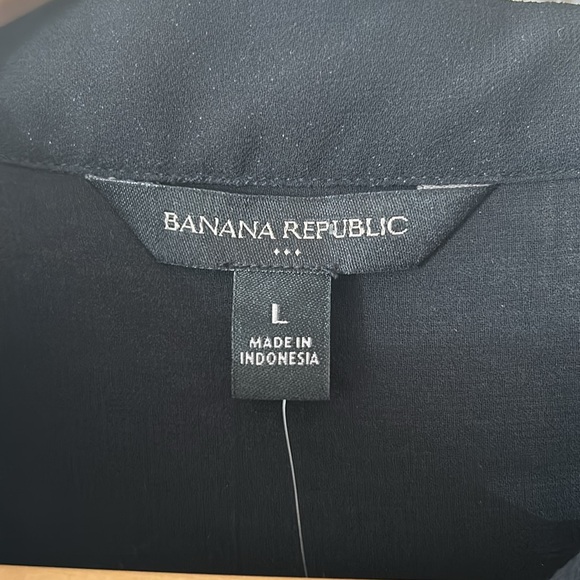 NWT Banana Republic Sheer Black Tuxedo Blouse Size L - Picture 2 of 10